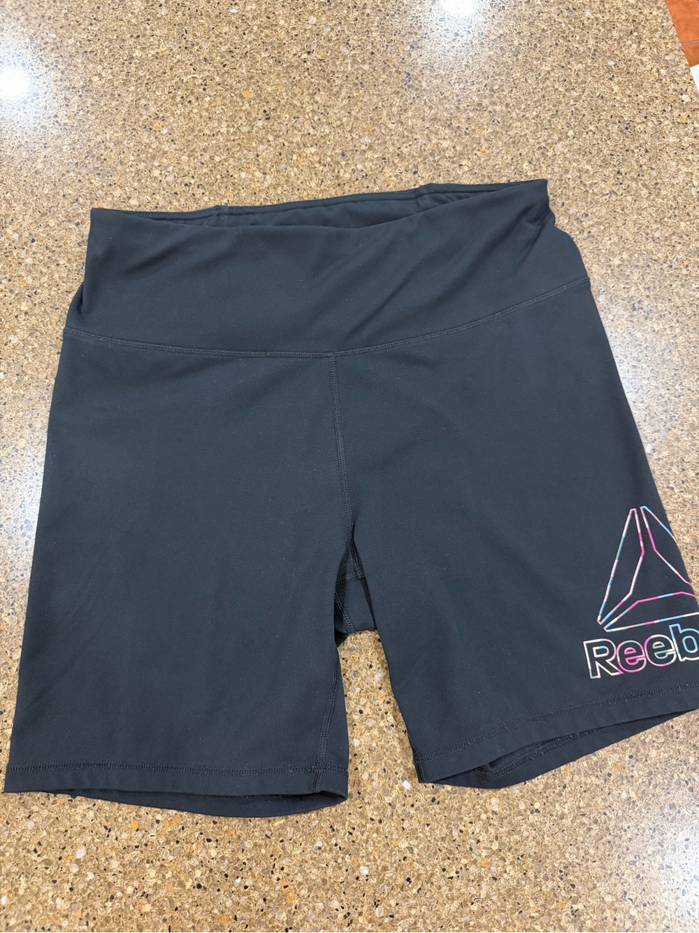 Reebok Black Women's Bike Shorts with Neon Logo